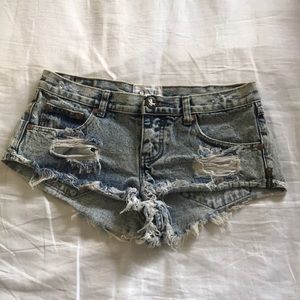 One Teaspoon Distressed Denim Shorts